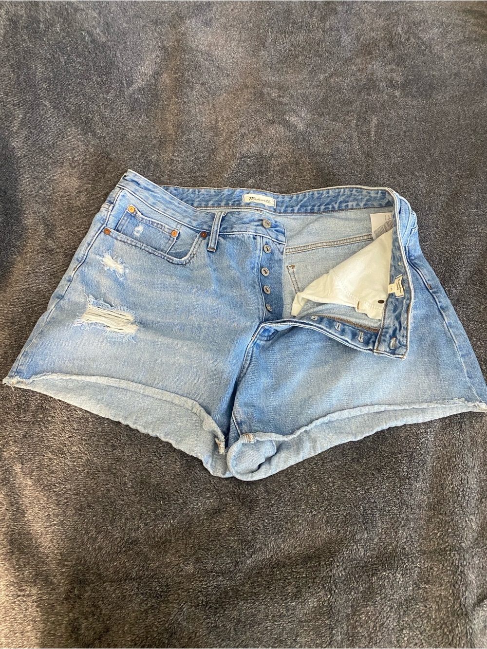 Madewell Light Blue Relaxed denim Distressed Shorts 14W